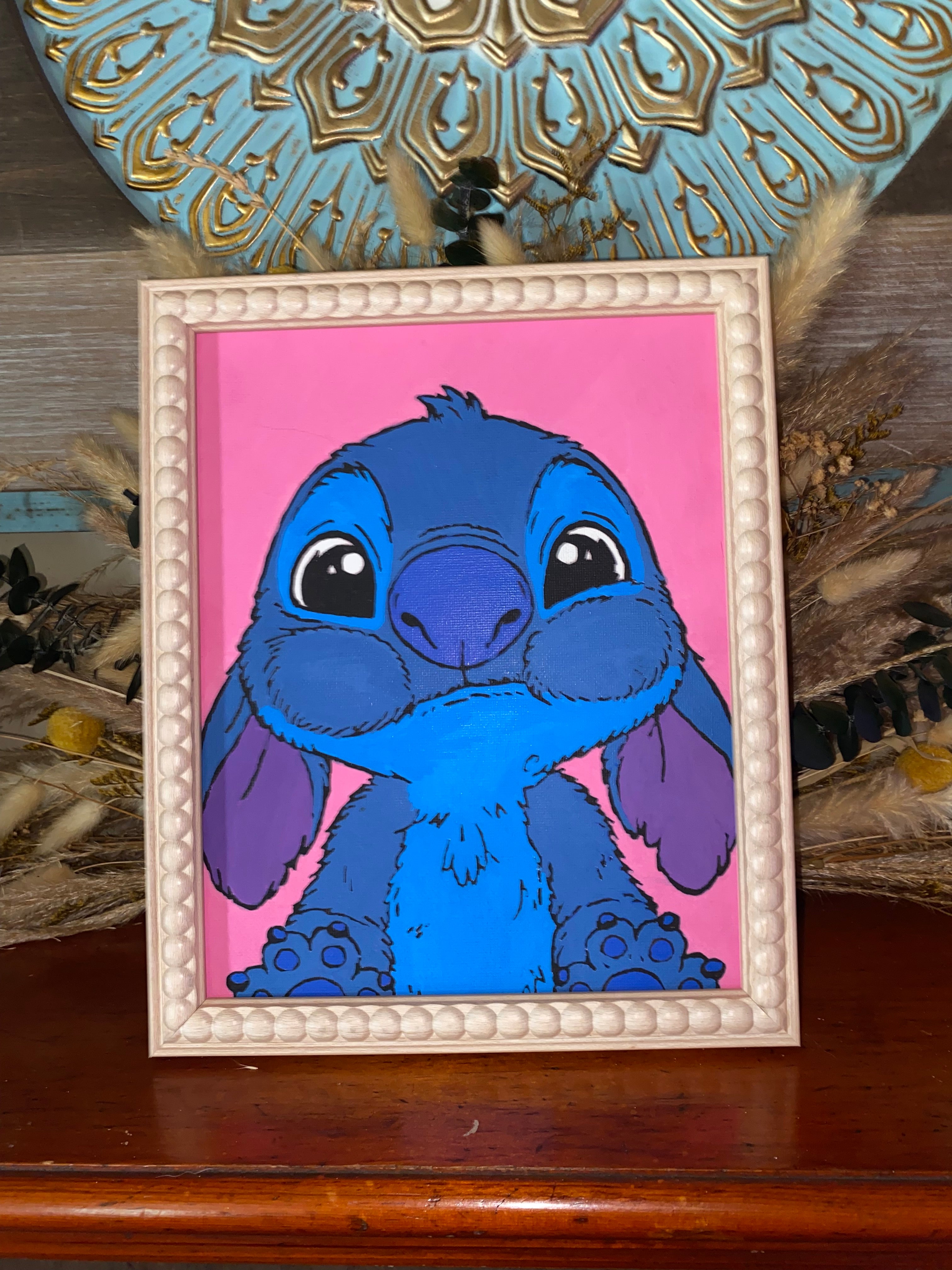 Cosmic Mischief – Framed Blue Alien Acrylic Canvas Art