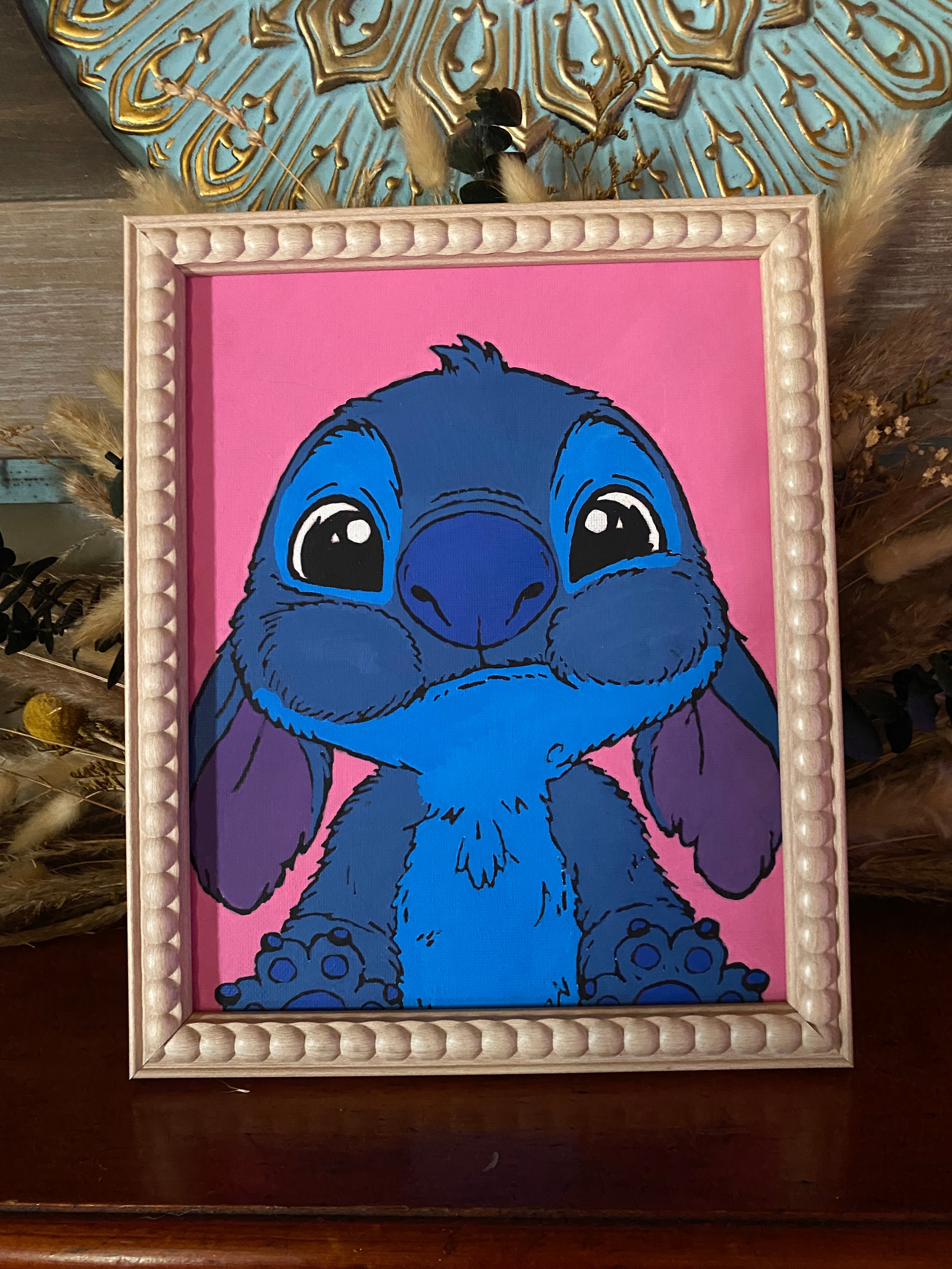 Cosmic Mischief – Framed Blue Alien Acrylic Canvas Art